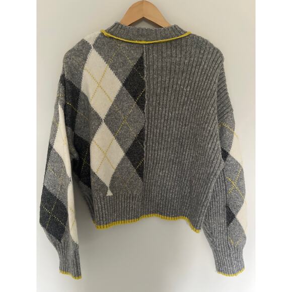Argyle Sweater Pringle of Scotland H&M Collaboration Gray, White, Yellow Small - Picture 5 of 6